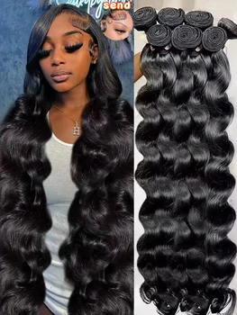 30 40Inch 3 4 Bundle Loose Body Wave Bundles 100% Unprocessed Human Hair 16A Raw Hair Bundles Extensions Brazilian Natural Black 1