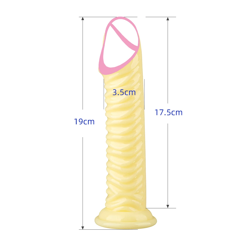 Realistic Dildo Glans Anal Plug 19cm Soft TPE Strong Suction Cup Clitoris Stimulator G-spot Massager for Women
