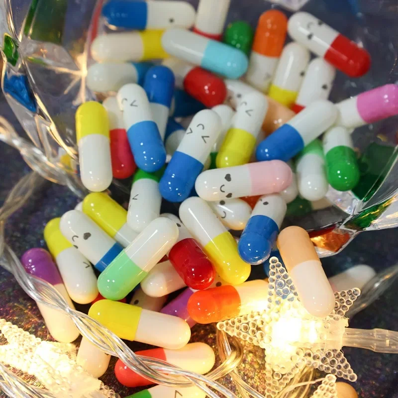 Message Capsule 100pcs Message Capsules Love Letter Color Pill with Roll Paper Notes Wish Bottle DIY Pills Anniversary Party Valentine's Gift