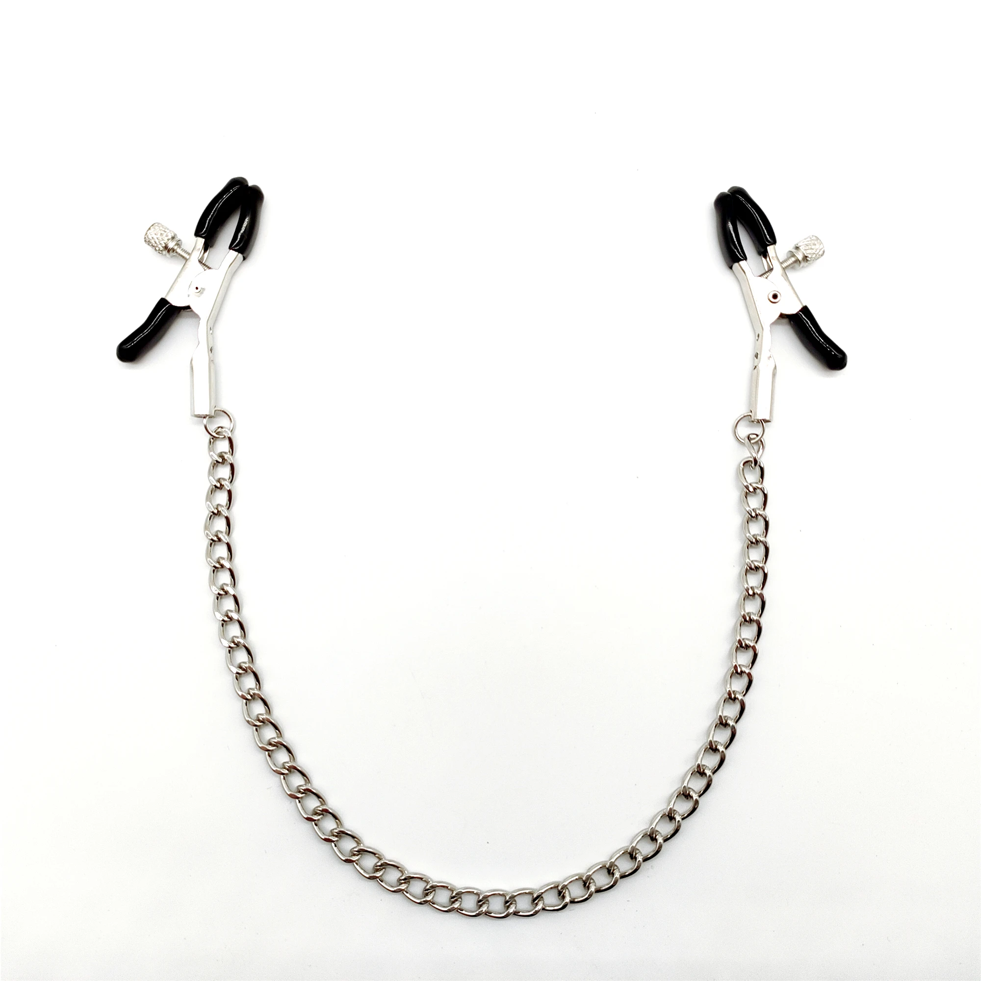 Nipple Clamps with Chain Metal Nipple Clips Black and Silver Clamps non Piercing Sexy Adjustable Body Chain Sex Toys nipple clamps