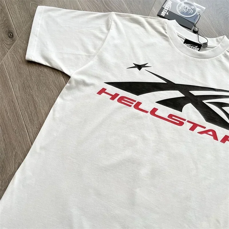 

24ss White Pure Cotton Hell Star Oversized T Shirt Men Women 1:1 Best Quality Logo Graphic T Shirts