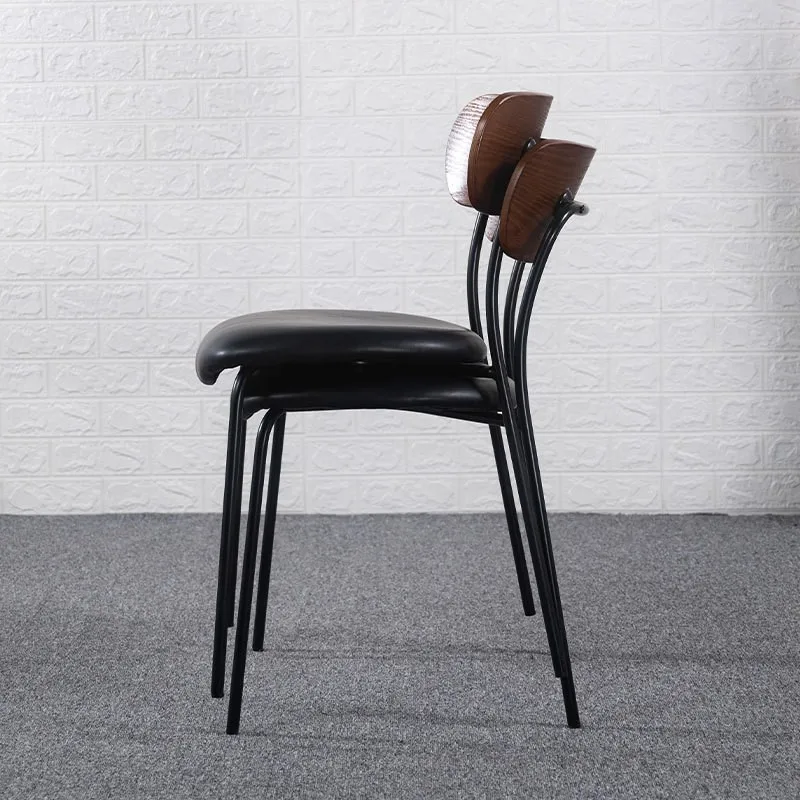 Dining chair Industrial Style Reclining Scandinavian Ins Upholstered Cushion Iron Art Dining Table Bedroom