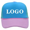 Outdoor 5-Panel Breathable Mesh Baseball Cap Custom Logo Color Block Trucker Hat with Rope Blank Trucker Cap 1