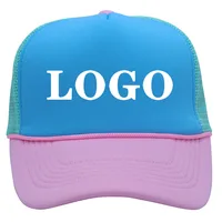 Outdoor 5-Panel Breathable Mesh Baseball Cap Custom Logo Color Block Trucker Hat with Rope Blank Trucker Cap 1