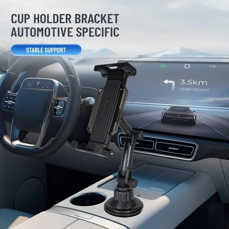 Car Cup Slot Tablet Stand Holder 360 Adjustable Handle Tilt Bar Non-Slip Triangular Base Auto Accessories for Ipad Xiaomi Tab tablet holder tablet stand ipad laptop holder