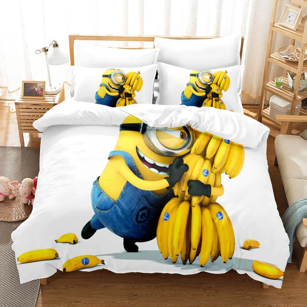 Halantex Minions Bettwäsche-Set – 2-teilig (140x200 Cm + 70x90 Cm), 100% Polyester, Wendbar
