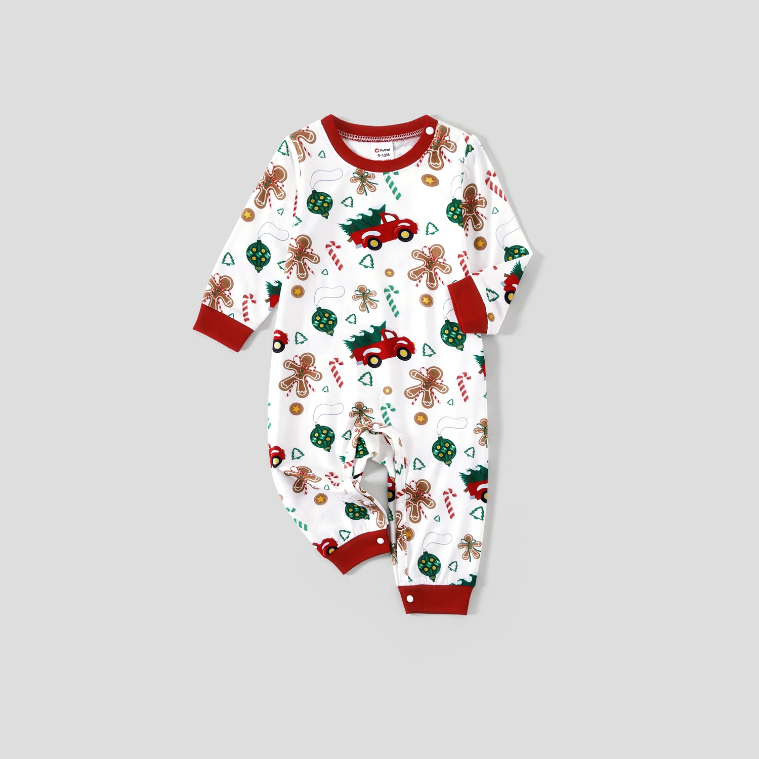 thumbnail image 5 of Conjuntos de pijamas de manga larga con estampado de camión rojo a juego para toda la familia de Navidad PatPat (resistentes al fuego), 5 of 5