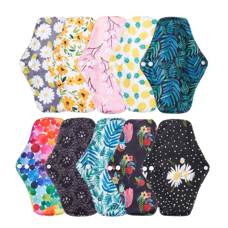 Sanitary Pads 10PCS Medium Size Bamboo Charcoal Washable Women Care Menstruation Reusable Pads