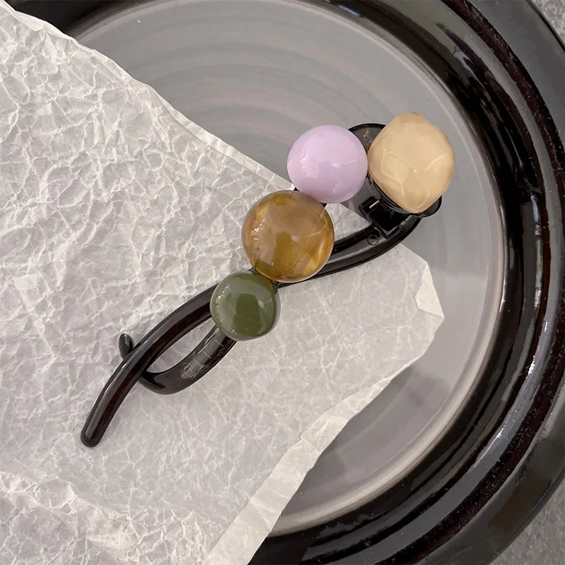 Vintage Bunte Sommer Haar Krallen Haarspangen Für Frauen Ball Form Haarnadel Reise Haar Zubehör Große Hai Haar Clip Greifen – Detail 7