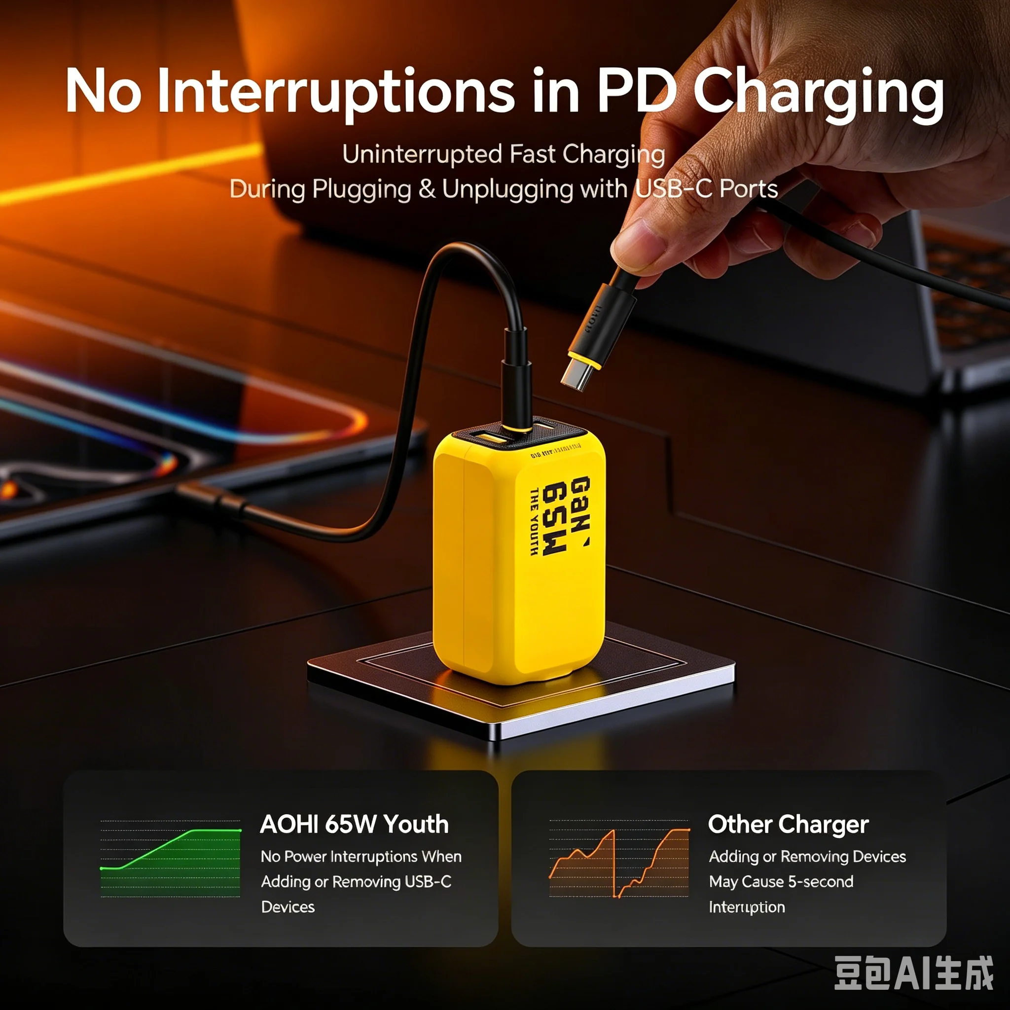 รูปสินค้า เครื่องชาร์จ USB-C PD 3 พอร์ต ชาร์จเร็ว พร้อม QC4.0