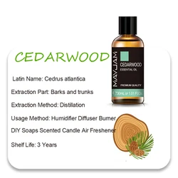 MAYJAM Essential Oils - Aromatic Bliss Collection: Lavender, Jasmine, Eucalyptus, Ylang Ylang, Vanilla, and Tea Tree - 100ML (Cedarwood  Oil)