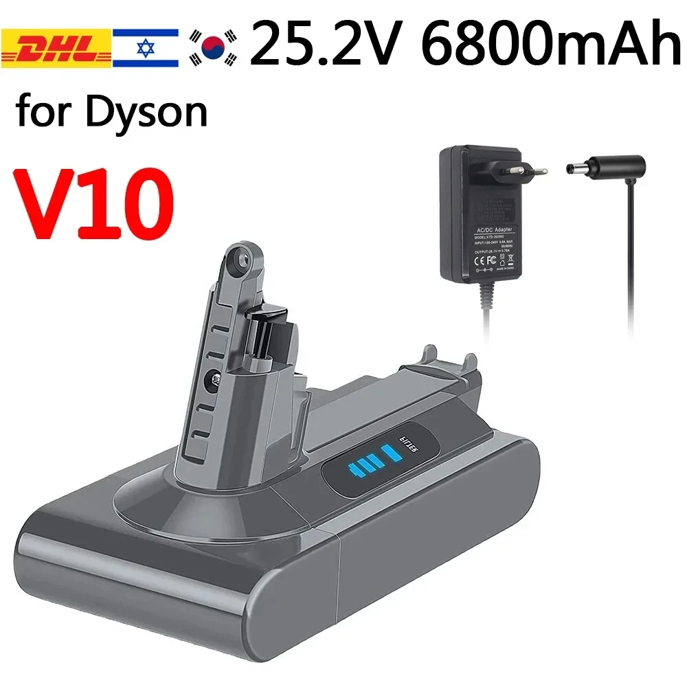 Batteria Di Ricambio Dyson Sv12, Caricabatteria V10, V10 Absolute Fluffy Cyclone, 6800Mah 100Wh