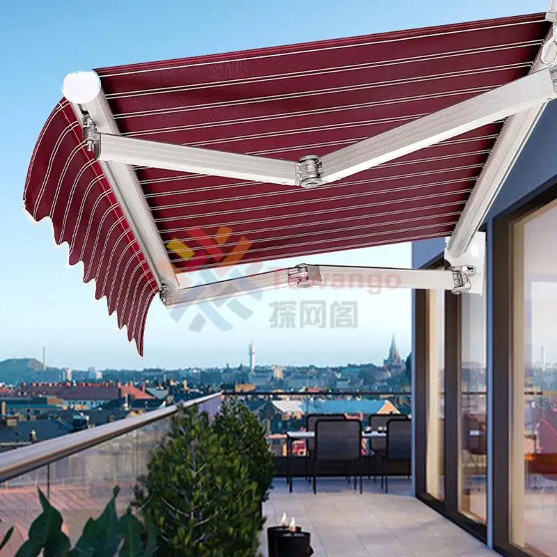 Burgundy white Strips Awning Replacement Fabric Toldo Tewango Canopy Gazebo Outdoor Garden Sun Shade Shelter 300gsm Store Banner outdoor awnings