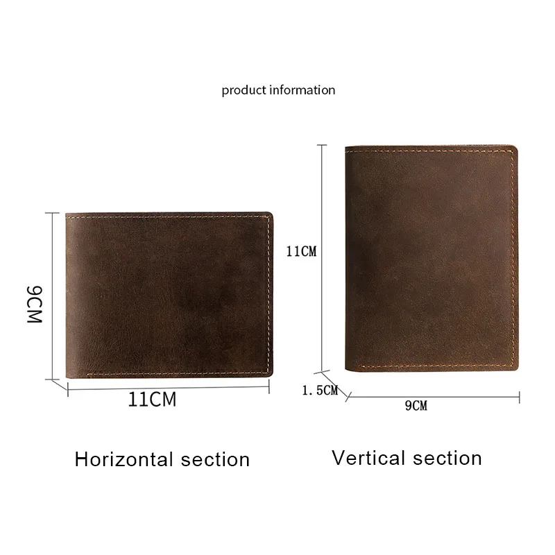 Vintage Dolars Money Men's Wallet Clip Banknote Holders Leather Thin Crazy Horse Cowhide Clips Luxury Man's Wallets Card Holder 6