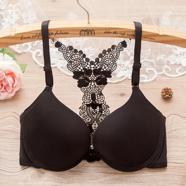 New Front Closure Racerback Woman Bra Sexy Backless Bra Brassiere Small  Breast A B C Cup Push Up