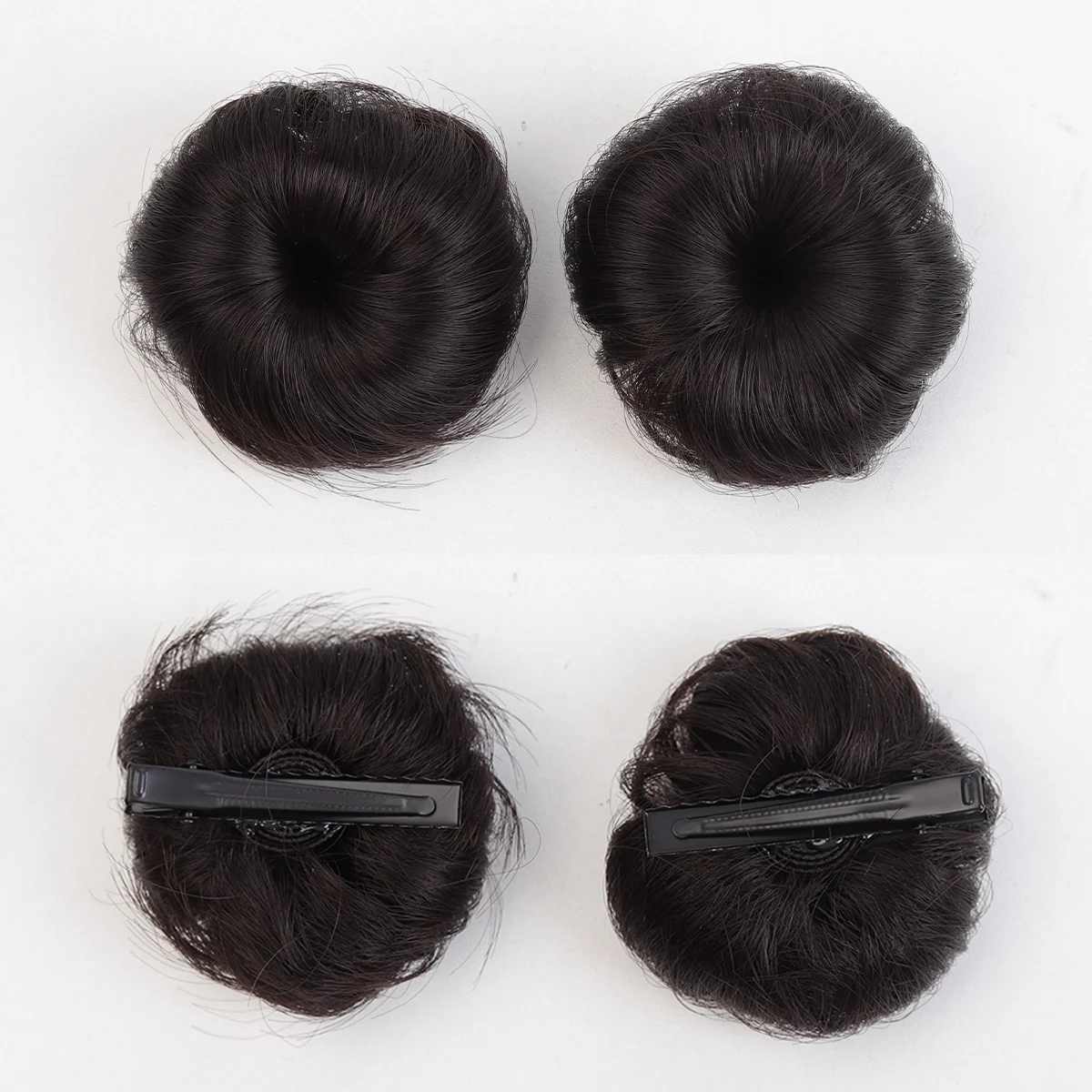 2PCS 합성 클립형 작은 치르칭 번 가발, 귀엽고 컴팩트하며 가벼운 여성용 미니 번, 데일리용, 저렴하고 휴대 가능