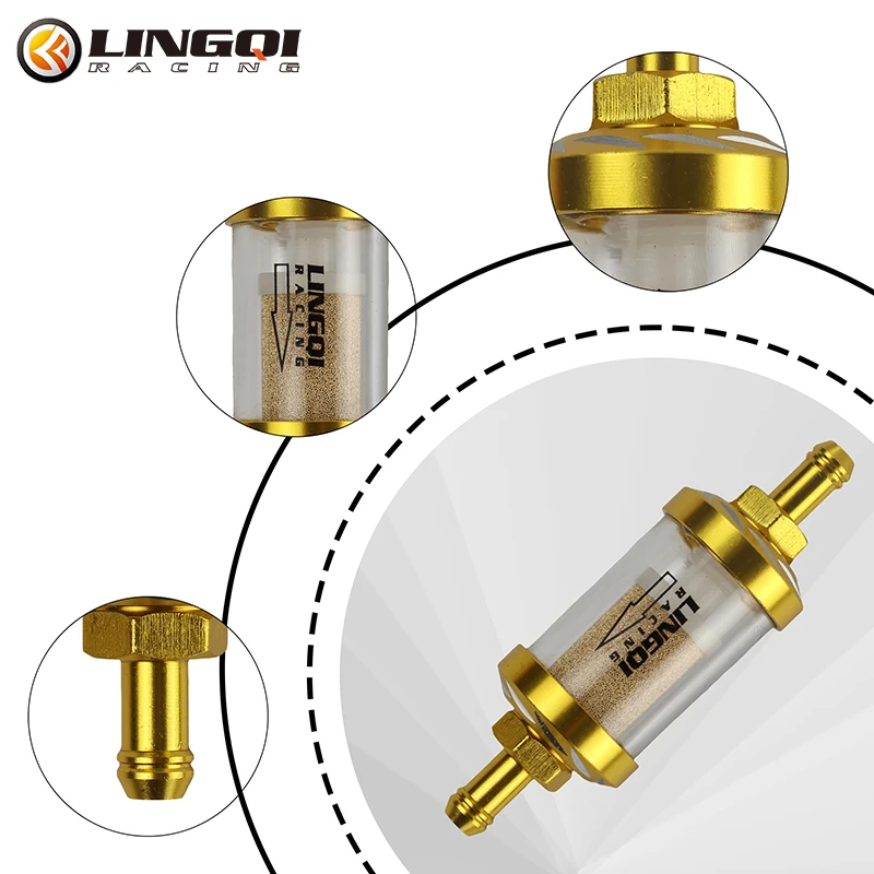 LINGQI 레이싱 오토바이 M8 가솔린 연료 필터 8mm 가솔린 오일 필터 및 파이프 튜브 라인 49cc 50cc 110cc 125cc 더트 피트 바이크용