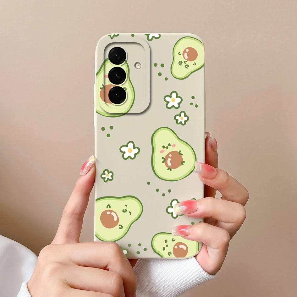 Elegant Floral Avocado Pattern Soft Liquid Silicone Protective Phone Case