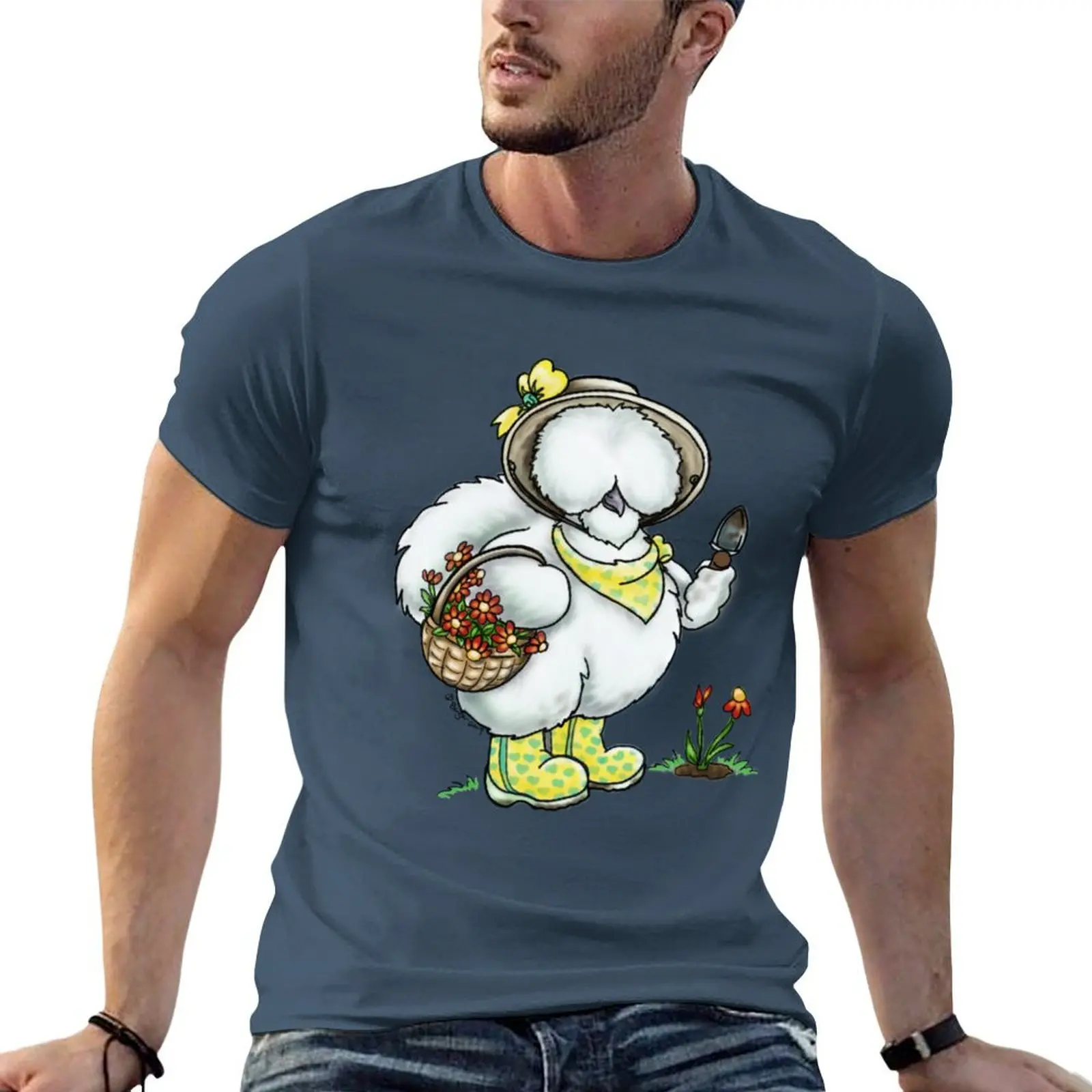 

Sillkie Chicken Gardening T-shirt plain quick-drying Men's t-shirts