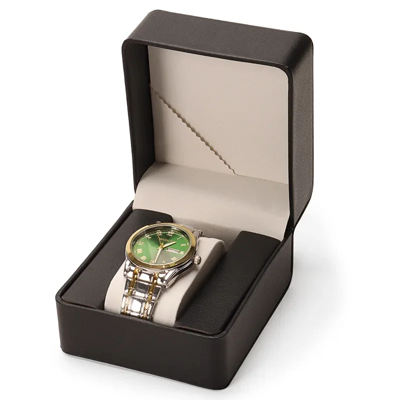 Round Corner PU Leather Watch Box Pillow Style Storage Packaging Box for Wristwatches Jewelry Gifts Elegant Sensation
