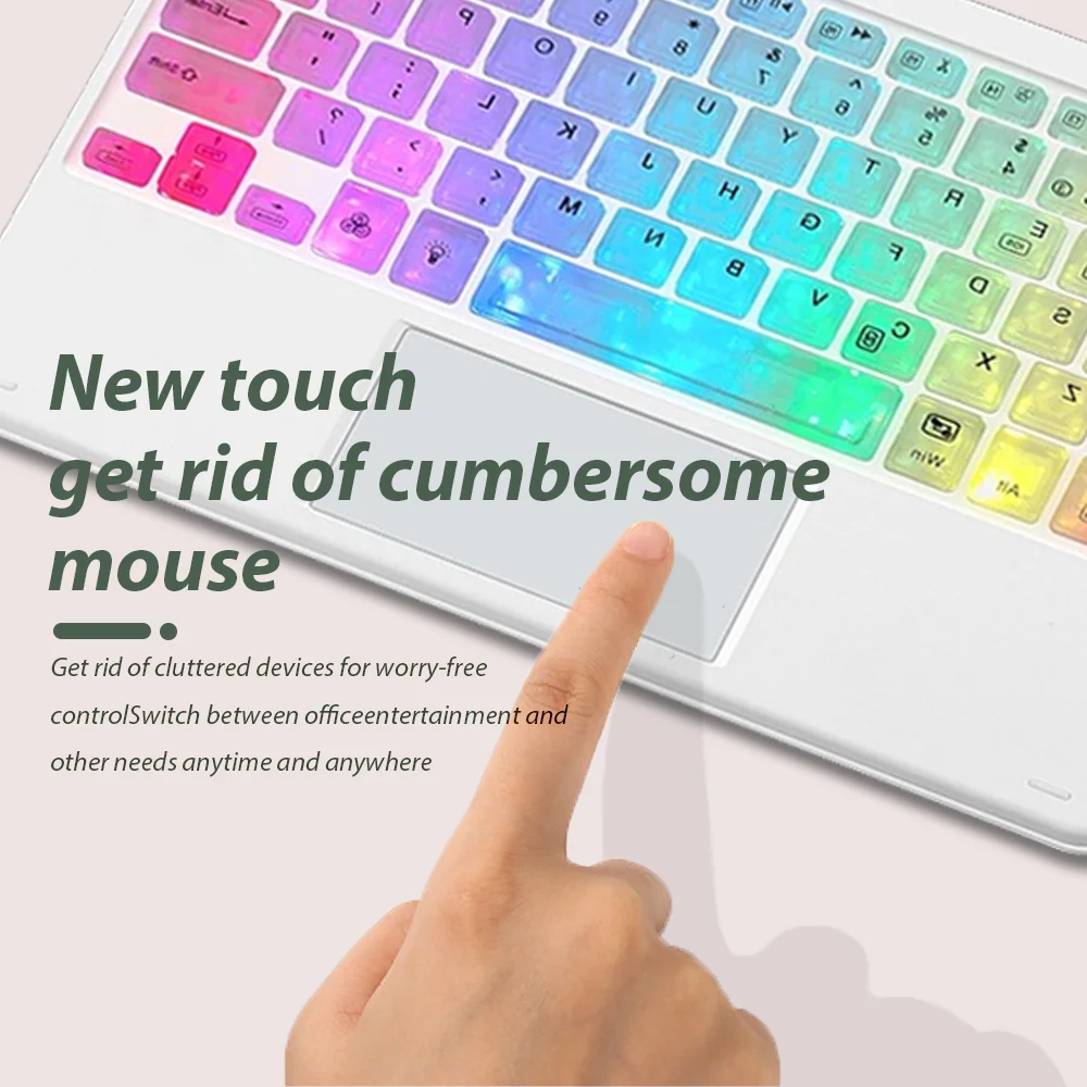 Backlit Keyboard Touchpad Type Wireless Multilingual Multiple Colors Portable for Tablet iPad Pro Mini Air Phone Wireless Keyboard Wireless Keyboard Mouse Tablet Keyboard iPad Keyboard Tablet Keyboard Case
