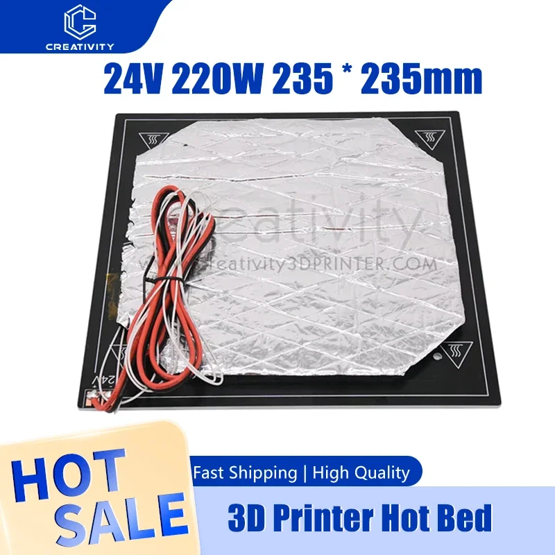 Kreativität Alle 3D-Drucker-Heißbett 24 V 220 W 235 * 235 mm Aluminiumplatte mit isolierender Baumwolle für Ender-3 / Ender-3pro