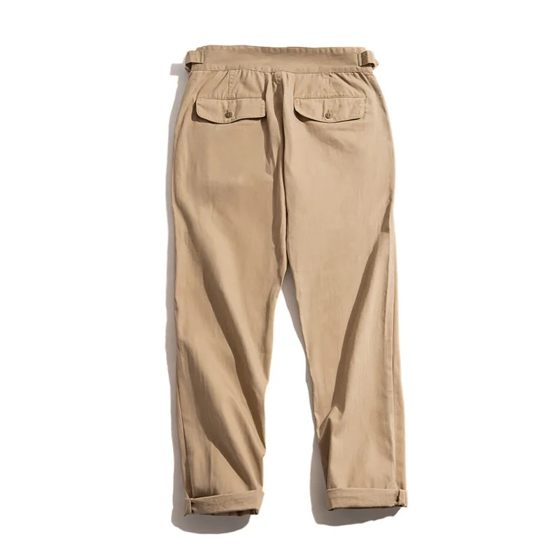 Casual Pants Maden Vintage Khaki Gurkha Pants Adjustable High Waist Casual Cargo Work Pants Classic Straight Trousers Men's Spring and Fall