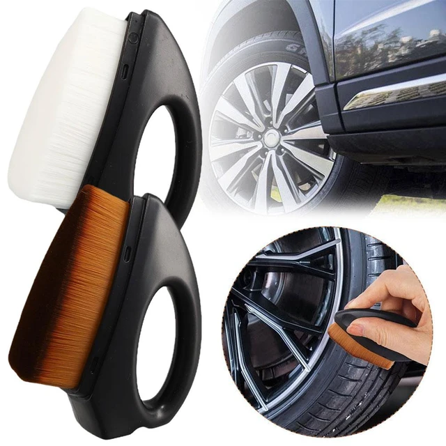 Tire Shine Brush Microfiber Bristles Easy Grip Handle Cleaning