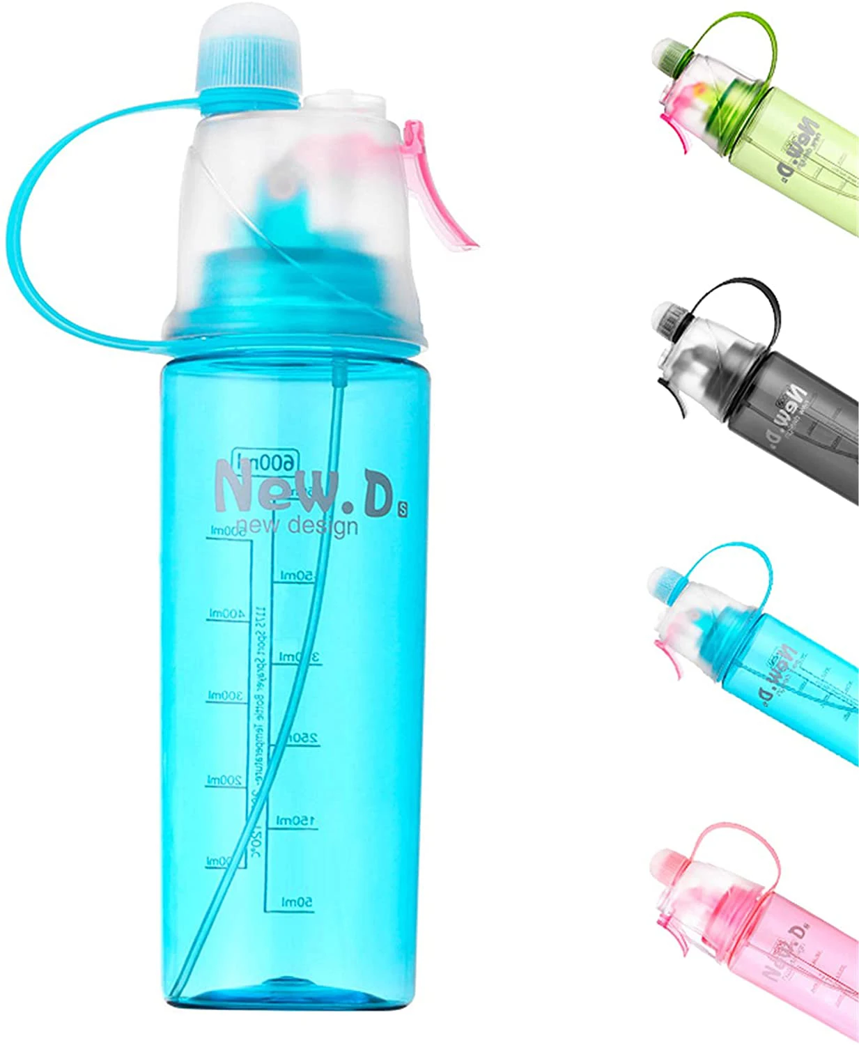 Botellas de agua deportivas plástico 6 colores botella de agua deportiva  pulverizadora portátil - todoecofriendly