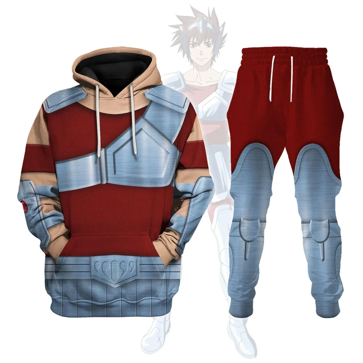 2025 Popular Cosplay Anime Saint Seiya printed hoodies pants sets 3D Street Harajuku Tracksuit sets Men's Sports two-piece suits - Image 6