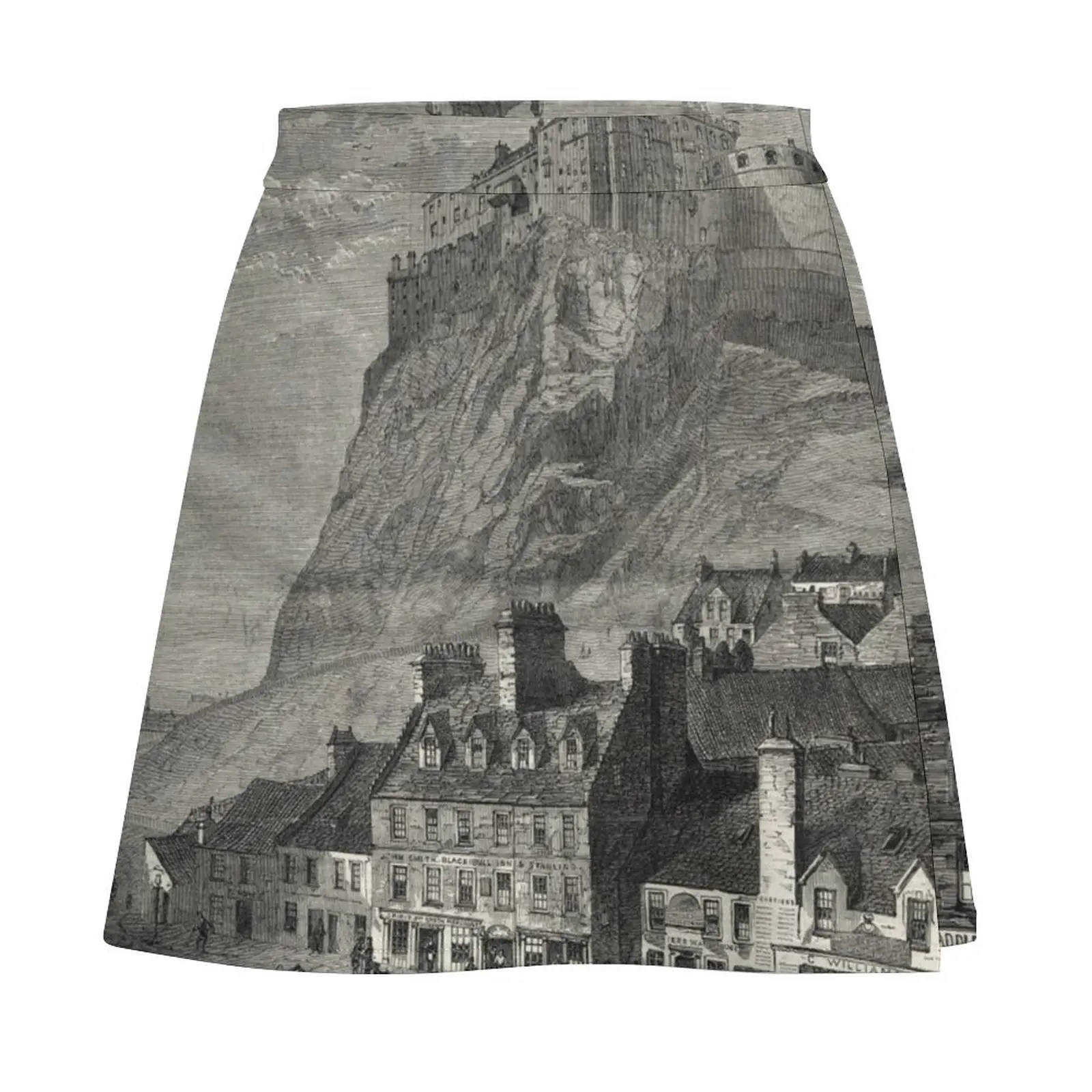 Edinburgh Castle Old Engraving 1860 Mini Skirt summer skirts Skort for women Clothing female