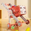 Kids Shopping Cart Toy with 29 Fruit Vegetable Food Accessories Role-Playing Mini Shopping Trolley Pretend Play Grocery Shopping 6
