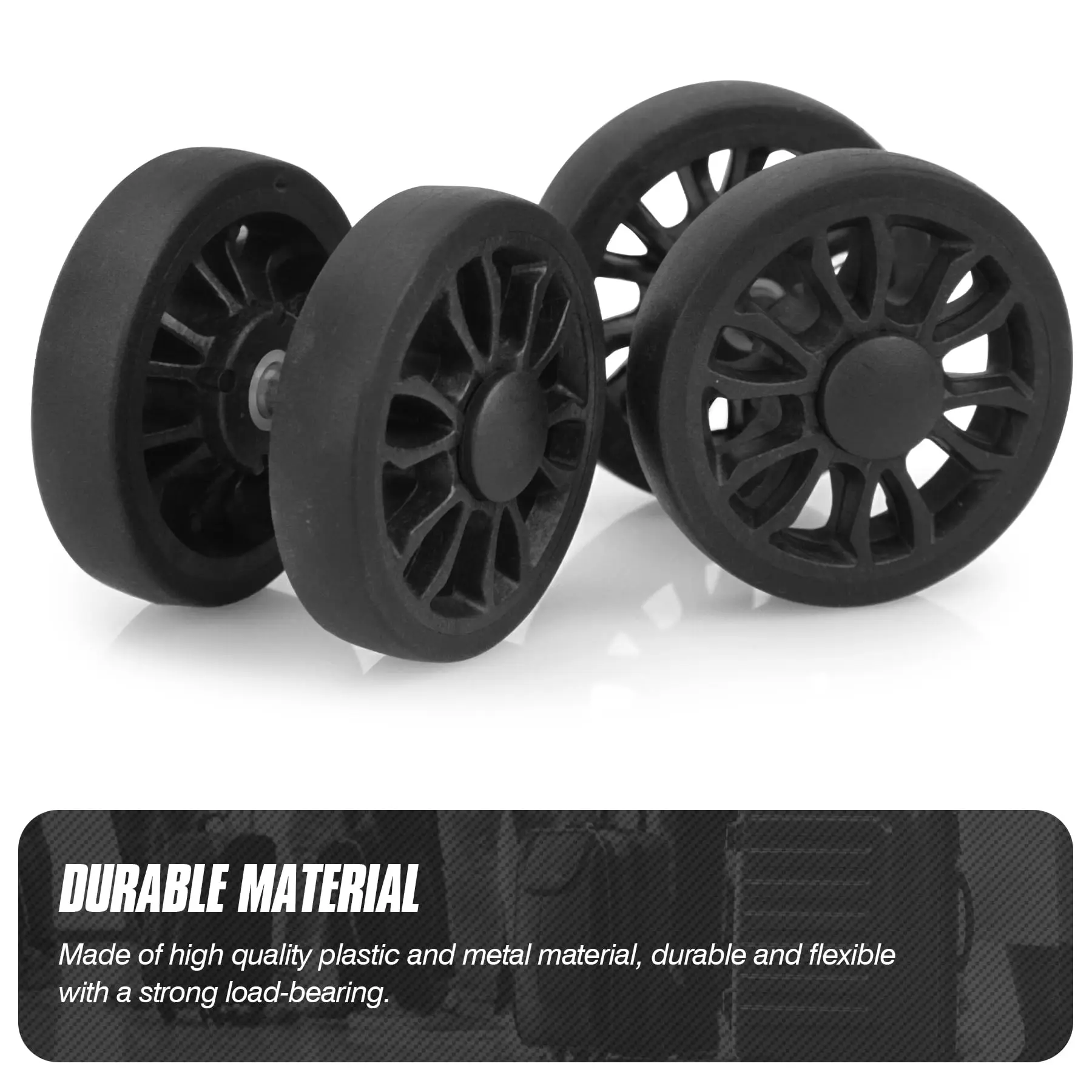8Pcs Black Luggage Wheel Replacement with Screw Travel Luggage Wheels Replacement Suitcase Parts 50mm Axles Caster Repair Wheel