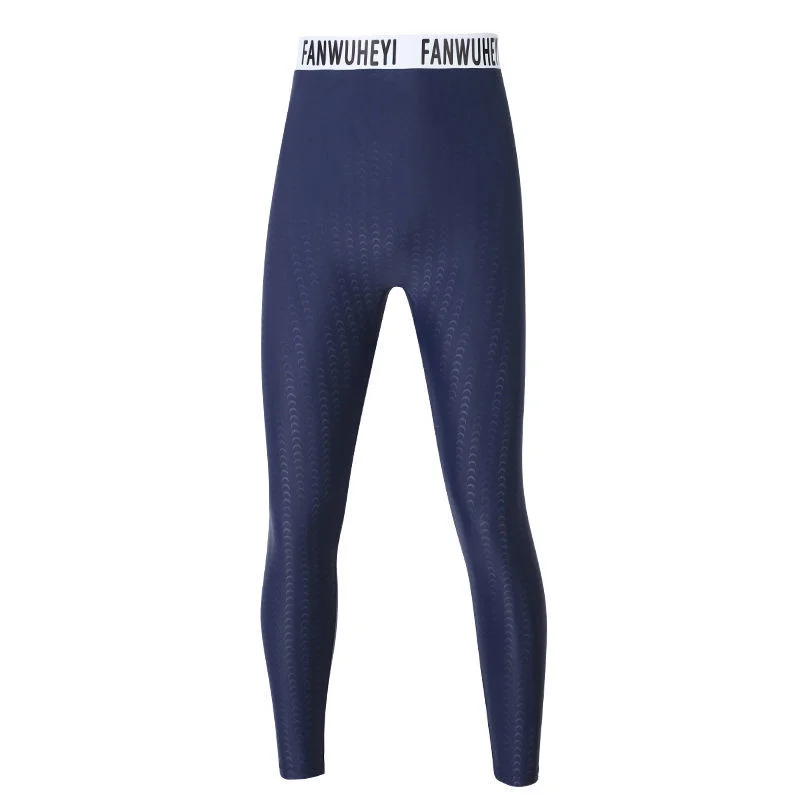 Letter Print Plus Size Swimming Leggings Men's Sports Swimwear Tight Elastic Fitness Pants