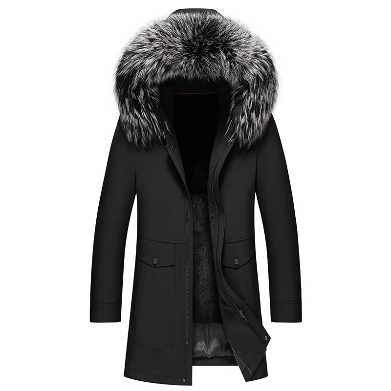 Medium-long Winter Jacket Coats Men 2022 New Design Men's Clothing Rabbit Liner Silver Fox Fur Collar Hooded Men's Coat Winter medium temperature silver solder paste sn64 7ag0 3bi35 mobile phone repair melting component weldingpoint 151℃