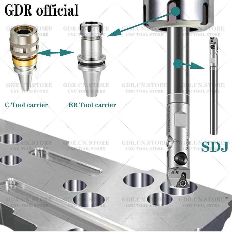 High Precision CNC Boring Tool Holder – SDJ08/10/12/14/16/25 Adjustable Fine Boring Head with EWN20/EWN25 LBK Holder for Machining 5