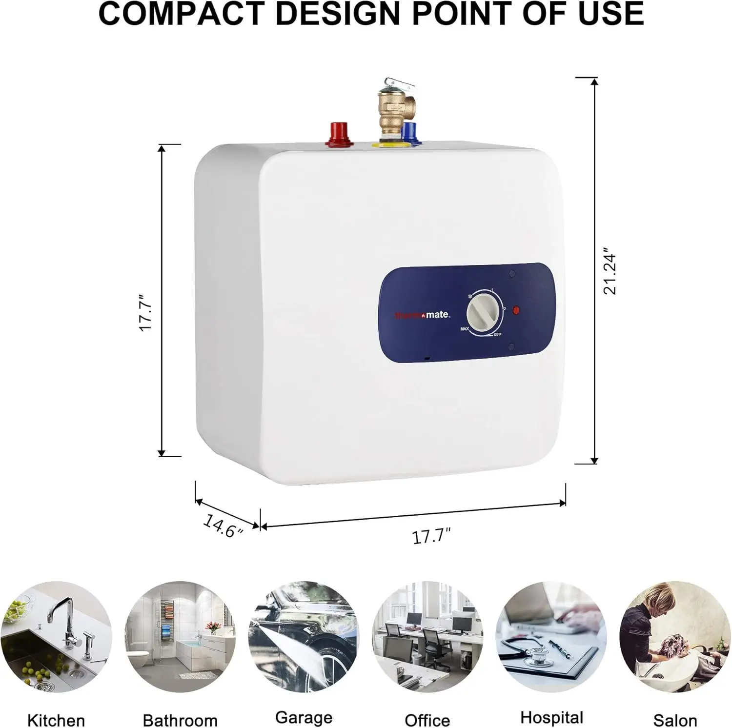 Mini Tank Water Heater Electric, 6.5 Gallons Small Under Sink Water Heater for Point of Use Instant Hot 110V