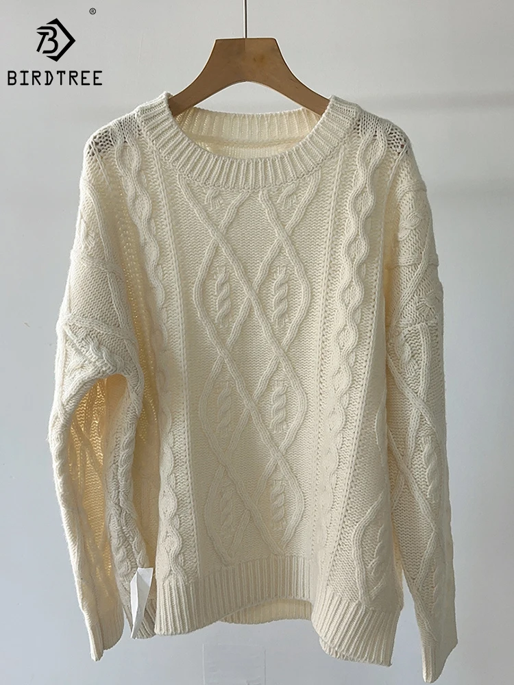 

Пуловер из 100% овечьей шерсти с круглым воротником в стиле ретро; Свободный удобный мягкий свитер для причастия; Сезон осень-зима; T3N140QD