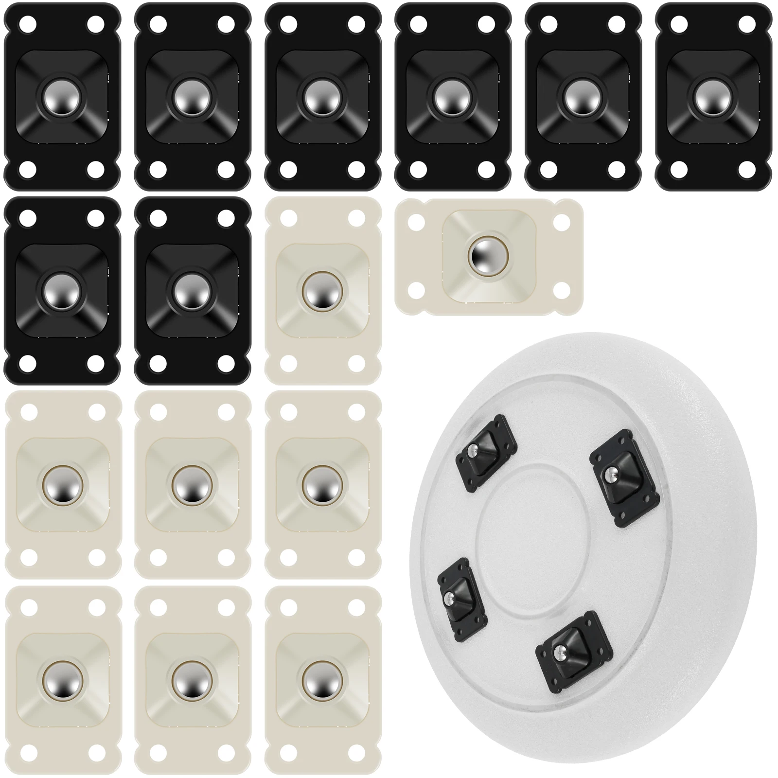 

16Pcs Mini Caster Wheels 360 Degree Quiet Small Swivel Wheels with 1 Ball Self Adhesive Rotation Pulley Universal Bearing Ball