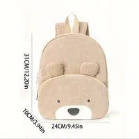 Cute Bear Backpack Corduroy Student Backpack Large Capacity Leisure Backpack Cartoon Plush Bag 2