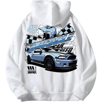 بلوفر رجالي بقلنسوة على الموضة عالي الجودة لعام 2025 مع رباط وطباعة حروف للرياضات غير الرسمية