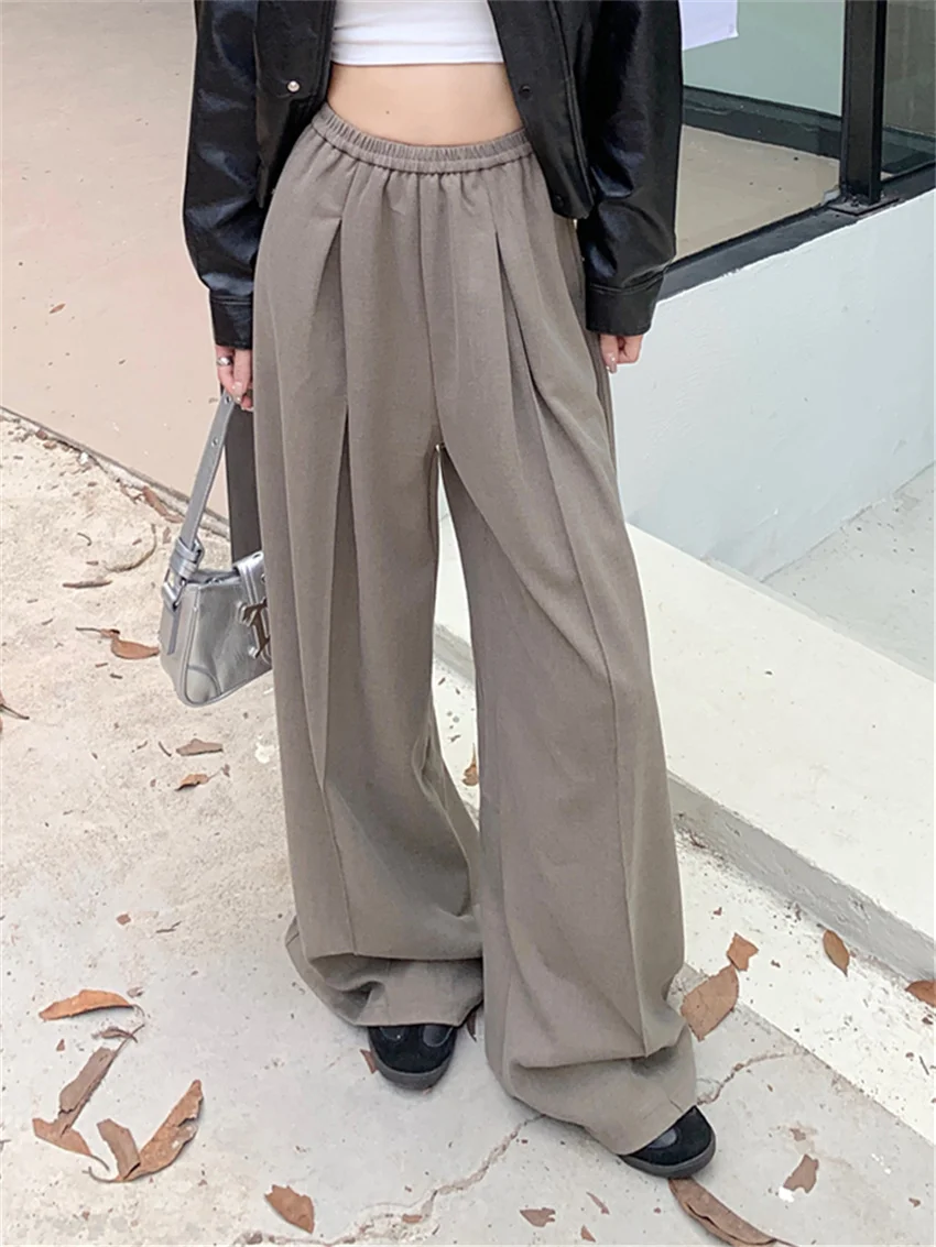 

Брюки Alien Kitty женские прямые однотонные, повседневные свободные брюки с широкими штанинами, универсальные, с завышенной талией, для работы, осень 2023