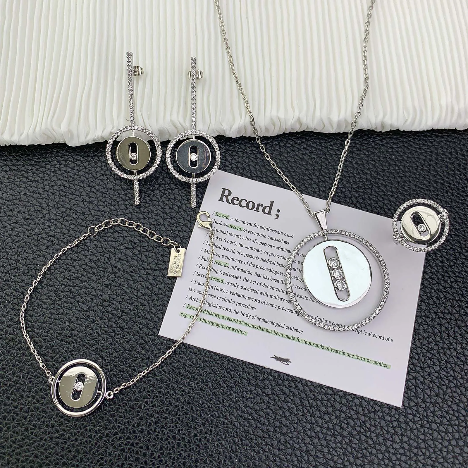 

Classic luxury geometric lucky beads Necklace Earring Ring Bracelet 4Piece Set Classic Banquet Wedding Jewelry Set Birthday Gift