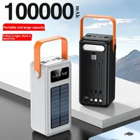 100000mAh Power Bank Large Capacity Built in 4 Cables Detachable Fast Charging Portable External Battery Powerbank for Xiaomi - Image 2