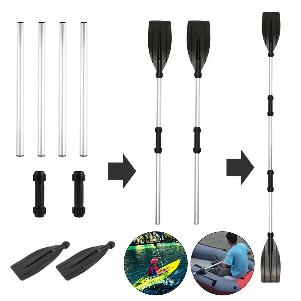 2PCS Heavy Duty Paddles Kayak Inflatable Kayaks Aluminium Alloy Kayak Oars Adjustable Length Portable Play Outside
