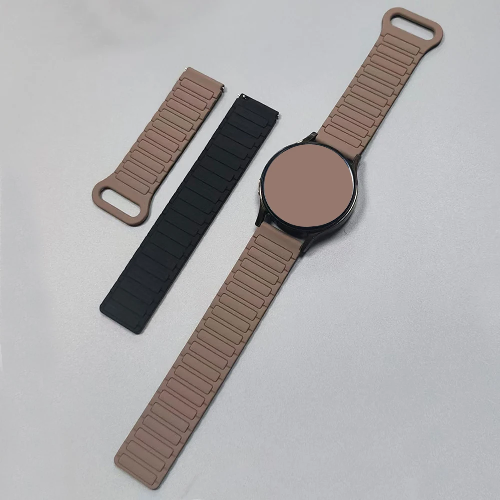 Silicone Magnetic Loop Smartwatch Strap - 20/22mm Adjustable Bracelet in Various Colors