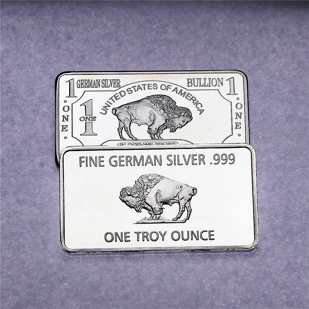 

German Mint 1 Troy Ounce Buffalo German Silver Bullion Bar Replica Coins Collection Copy Coins In God We Trust