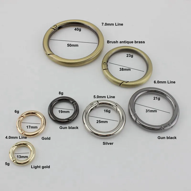 10-30pcs 6colors 38mm 50mm Snap Clip Trigger Spring Ring for Making Purse Bag Handbag Handle Connector