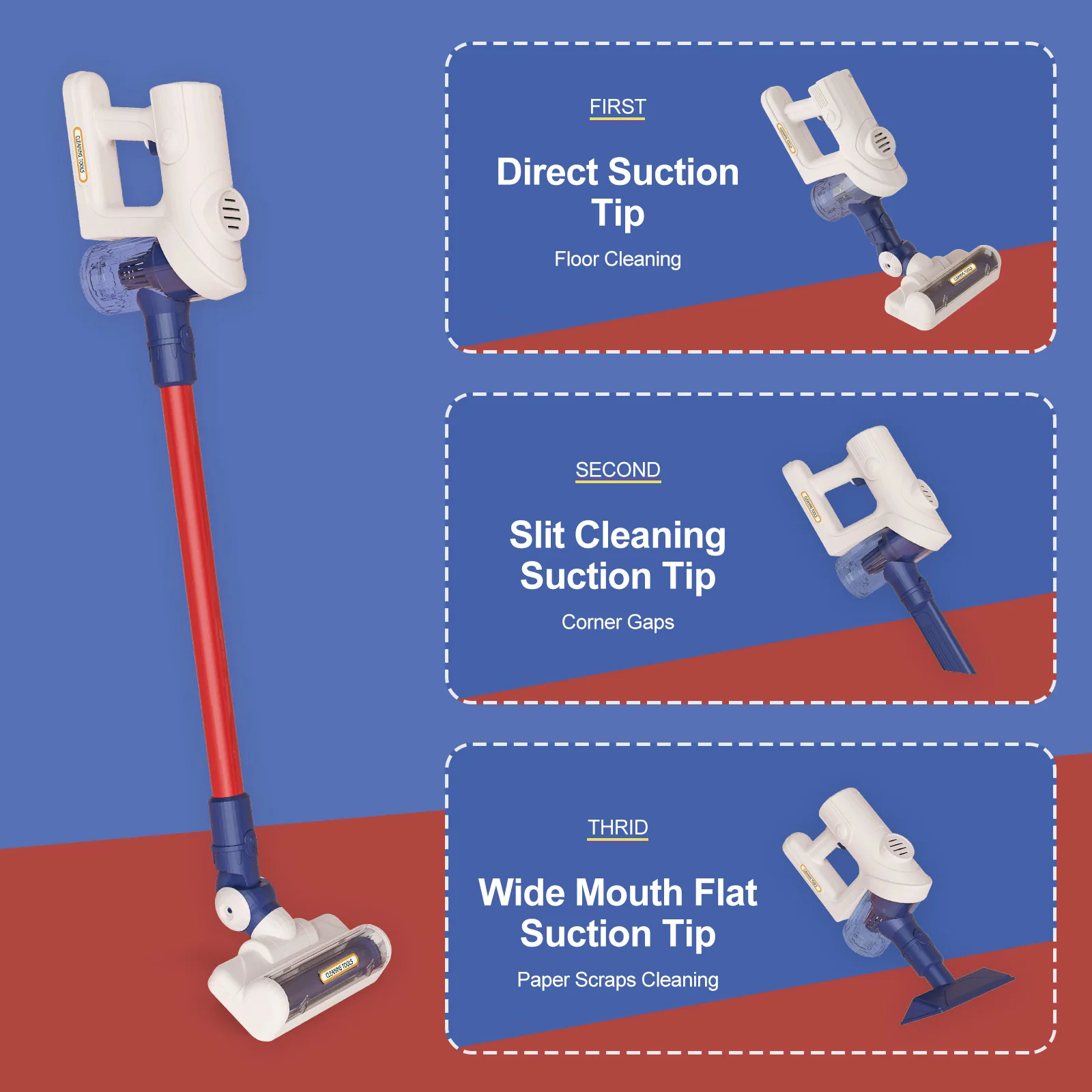 시뮬레이션 전기 진공 청소기 장난감 빛과 음악 포함 어린이 역할 놀이 청소 세트 용 장난감 소년 소녀용