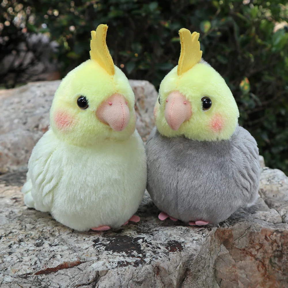 12.5cm High Yellow Cockatiel Bird Plush Toy Cute Yellow faced Grey Cockatiels Stuffed Animal